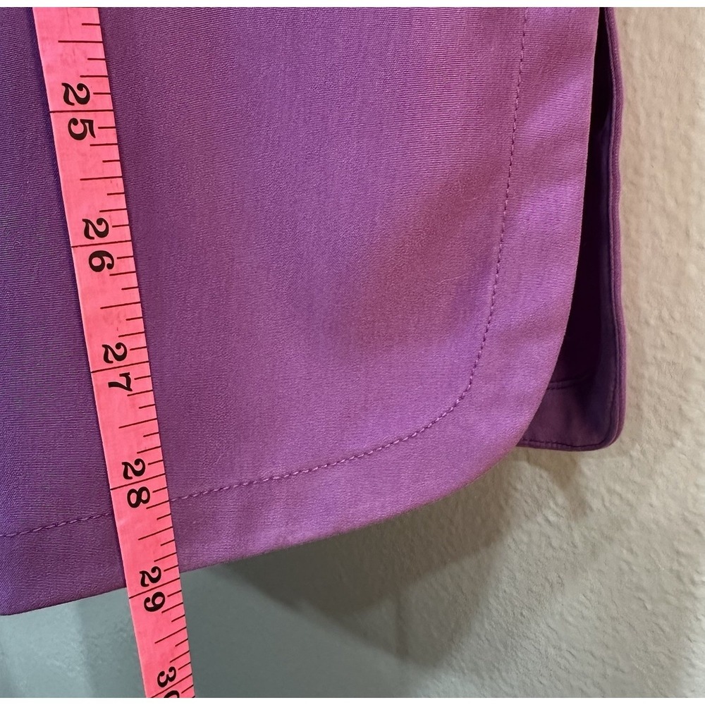 Travel Smith Tunic Top Womens Medium Purple Button Up Long Sleeve Front Pocket - Picture 4 of 12